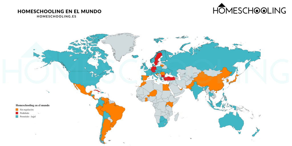 Mapa del Homeschooling en el mundo Mapa del Homeschooling en el mundo